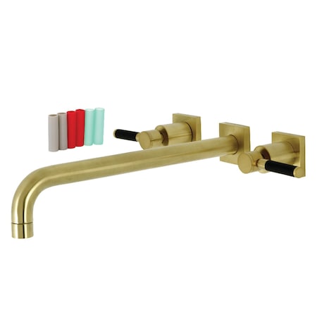 Kingston Brass KS6047DKL Wall Mount Tub Faucet, Brushed Brass KS6047DKL